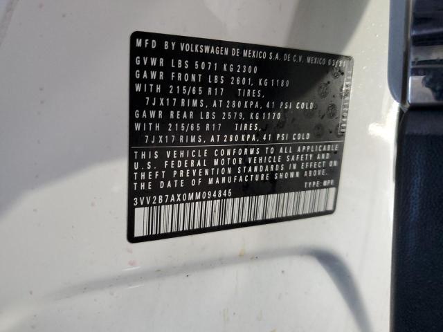 3VV2B7AX0MM094845 - 2021 VOLKSWAGEN TIGUAN SE Blanco foto 12