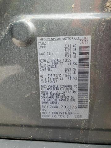 5N1AT2MV8KC792375 - 2019 NISSAN ROGUE S GRAY photo 13