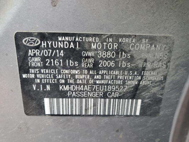 KMHDH4AE7EU189527 - 2014 HYUNDAI ELANTRA SE GRAY photo 12