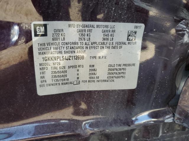 1GKKNPLS4JZ112690 - 2018 GMC ACADIA DENALI BURGUNDY photo 13