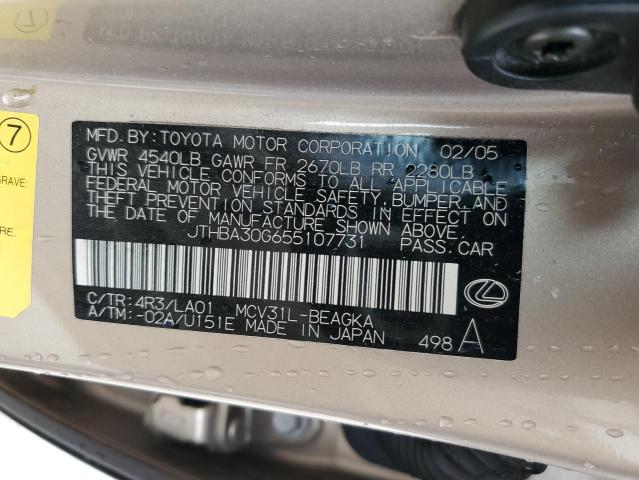 JTHBA30G655107731 - 2005 LEXUS ES 330 GOLD photo 13