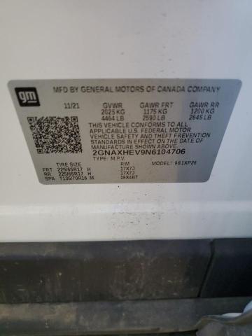 2GNAXHEV9N6104706 - 2022 CHEVROLET EQUINOX LS WHITE photo 13