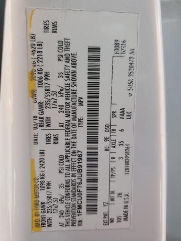 1FMCU0F76JUB91967 - 2018 FORD ESCAPE S თეთრი ფოტო 13