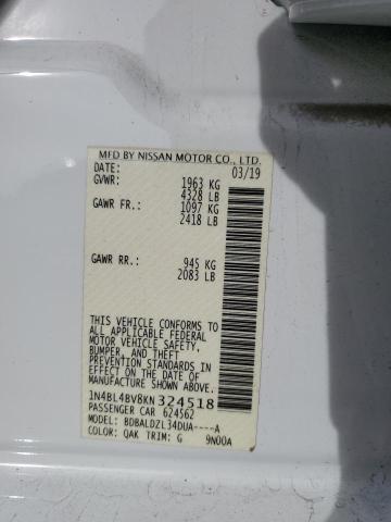 1N4BL4BV8KN324518 - 2019 NISSAN ALTIMA S WHITE photo 12