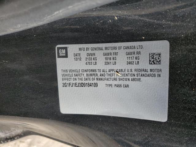 2G1FJ1EJ3D9184109 - 2013 CHEVROLET CAMARO SS BLACK photo 12