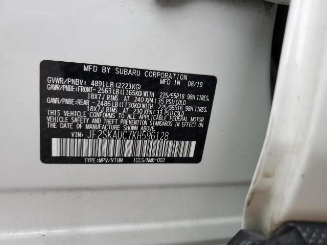 JF2SKAUC7KH596128 - 2019 SUBARU FORESTER LIMITED Weiß Foto 13