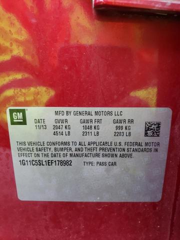 1G11C5SL1EF178982 - 2014 CHEVROLET MALIBU 1LT Қызыл фото 13