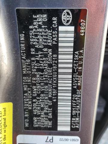 4T1BF1FKXGU187218 - 2016 TOYOTA CAMRY LE GRAY photo 12