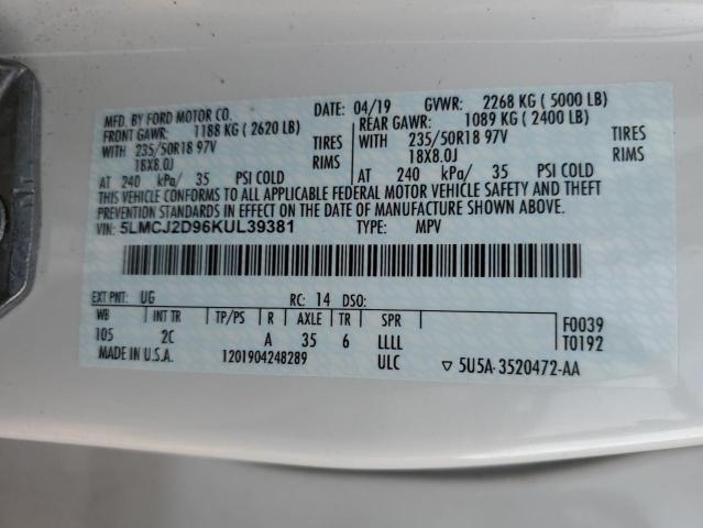 5LMCJ2D96KUL39381 - 2019 LINCOLN MKC SELECT 白色 照片 13