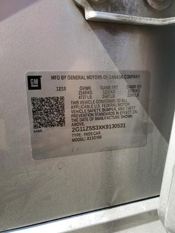 2G11Z5S3XK9130531 - 2019 CHEVROLET IMPALA LT SILVER photo 12