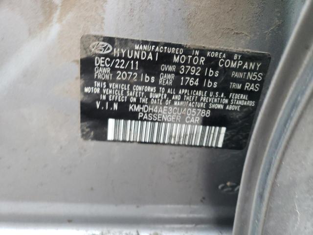 KMHDH4AE3CU405788 - 2012 HYUNDAI ELANTRA GLS GRAY photo 13