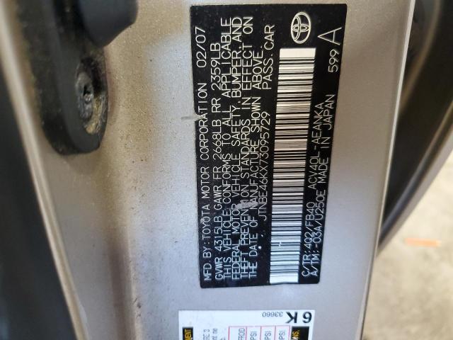 JTNBE46KX73095729 - 2007 TOYOTA CAMRY CE TAN photo 12