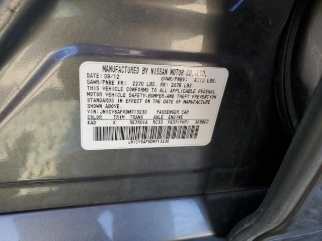 JN1CV6APXDM713230 - 2013 INFINITI G37 BASE GRAY photo 12
