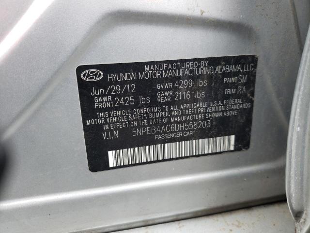 5NPEB4AC6DH558203 - 2013 HYUNDAI SONATA GLS SILVER photo 12