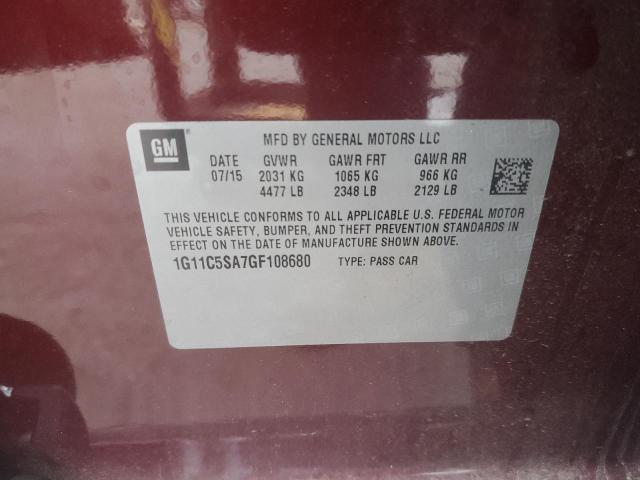 1G11C5SA7GF108680 - 2016 CHEVROLET MALIBU LIM LT Бордовый фото 12