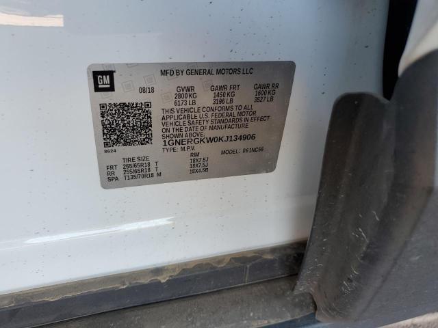 1GNERGKW0KJ134906 - 2019 CHEVROLET TRAVERSE LT Ağ foto 13