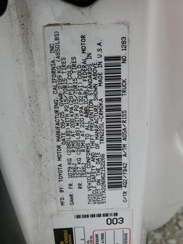 5TETX22N96Z152266 - 2006 TOYOTA TACOMA ACCESS CAB Weiß Foto 13