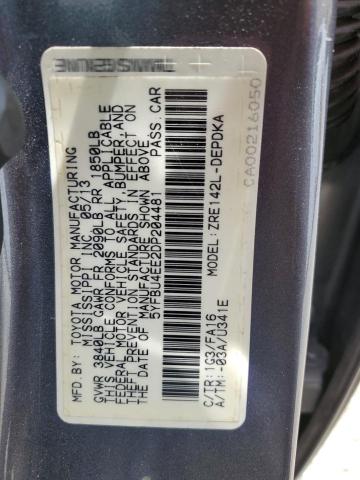 5YFBU4EE2DP204481 - 2013 TOYOTA COROLLA BASE Մոխրագույն լուսանկար 12