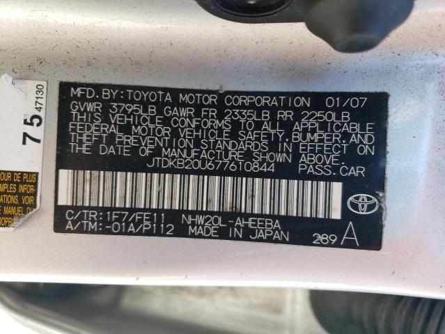 JTDKB20U677610844 - 2007 TOYOTA PRIUS 银色 照片 12