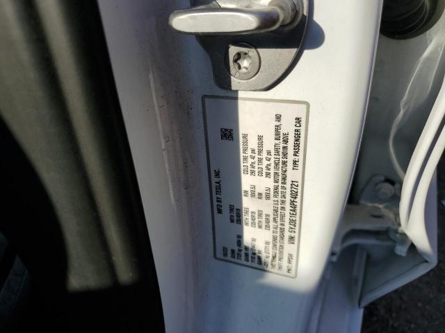 5YJ3E1EA4PF402721 - 2023 TESLA MODEL 3 Weiß Foto 12