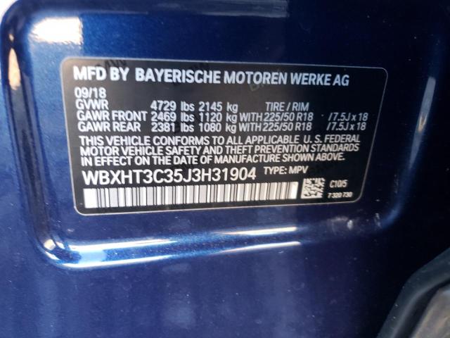 WBXHT3C35J3H31904 - 2018 BMW X1 XDRIVE28I BLUE photo 12