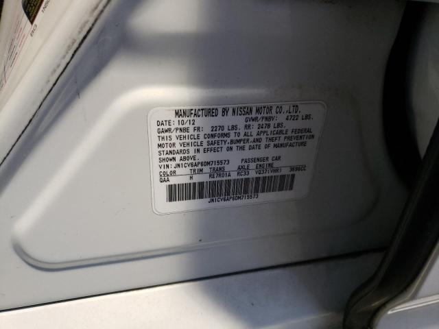 JN1CV6AP6DM715573 - 2013 INFINITI G37 BASE WHITE photo 12