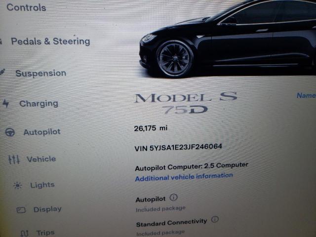 5YJSA1E23JF246064 - 2018 TESLA MODEL S შავი ფოტო 9