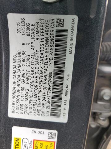 2HGFE1F70PH324000 - 2023 HONDA CIVIC EX GRAY photo 12