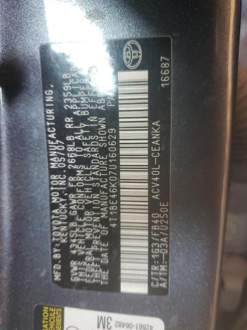 4T1BE46K07U160629 - 2007 TOYOTA CAMRY CE Graphit Foto 12