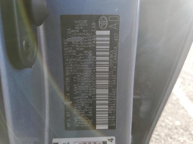 2T1KR30E05C407728 - 2005 TOYOTA COROLLA MA XR BLUE photo 12