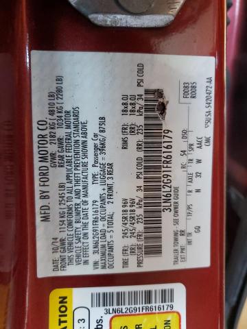 3LN6L2G91FR616179 - 2015 LINCOLN MKZ RED photo 12