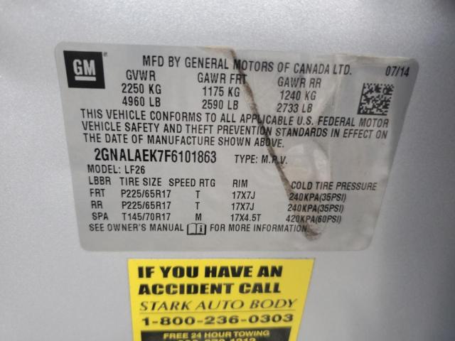2GNALAEK7F6101863 - 2015 CHEVROLET EQUINOX LS SILVER photo 12