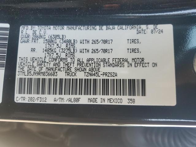 3TMLB5JN9RM036603 - 2024 TOYOTA TACOMA DOUBLE CAB 黑色 照片 12
