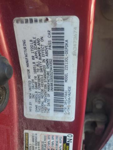 1NXBR32E65Z343352 - 2005 TOYOTA COROLLA CE RED photo 12