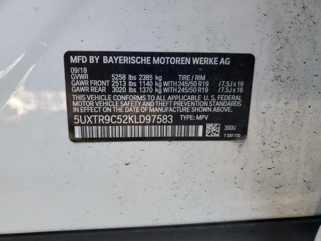 5UXTR9C52KLD97583 - 2019 BMW X3 XDRIVE30I WHITE photo 13