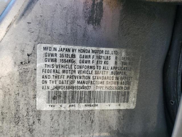 JHMGE88459S044937 - 2009 HONDA FIT SPORT SILVER photo 12