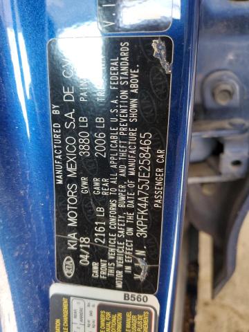 3KPFK4A75JE258465 - 2018 KIA FORTE LX BLUE photo 12