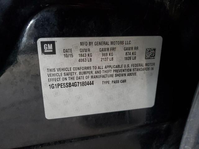 1G1PE5SB4G7180444 - 2016 CHEVROLET CRUZE LIMI LT BLACK photo 12