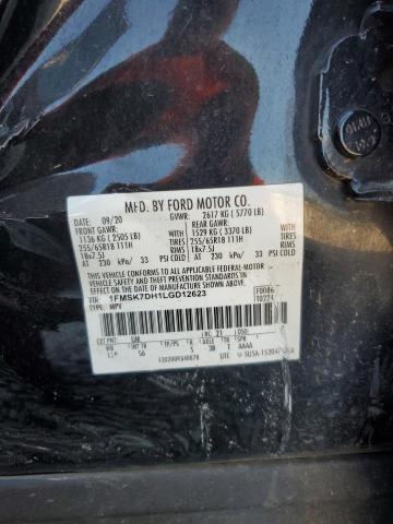 1FMSK7DH1LGD12623 - 2020 FORD EXPLORER XLT BLACK photo 13