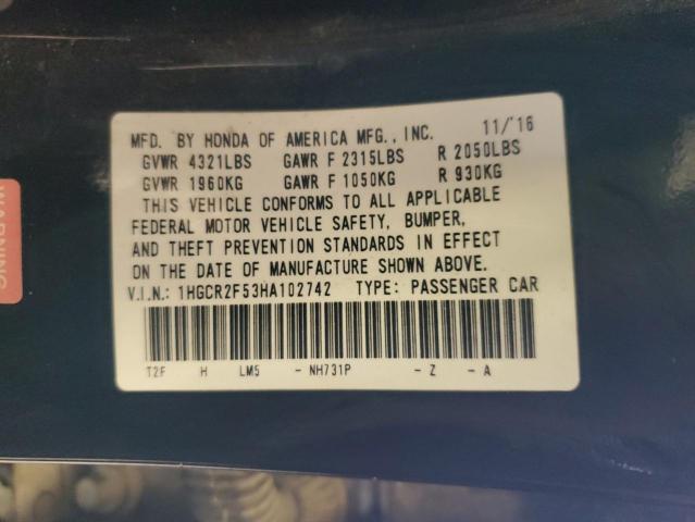 1HGCR2F53HA102742 - 2017 HONDA ACCORD SPORT BLACK photo 13