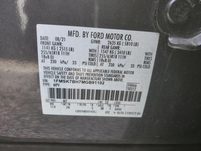 1FMSK7BH7MGB91102 - 2021 FORD EXPLORER GRAY photo 13