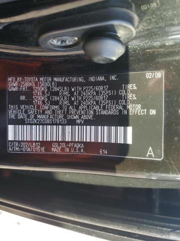 5TDZK22C08S178133 - 2008 TOYOTA SIENNA XLE 黑色 照片 13