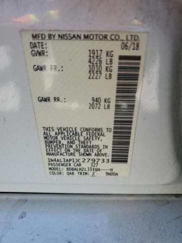 1N4AL3AP1JC279733 - 2018 NISSAN ALTIMA 2.5 WHITE photo 12
