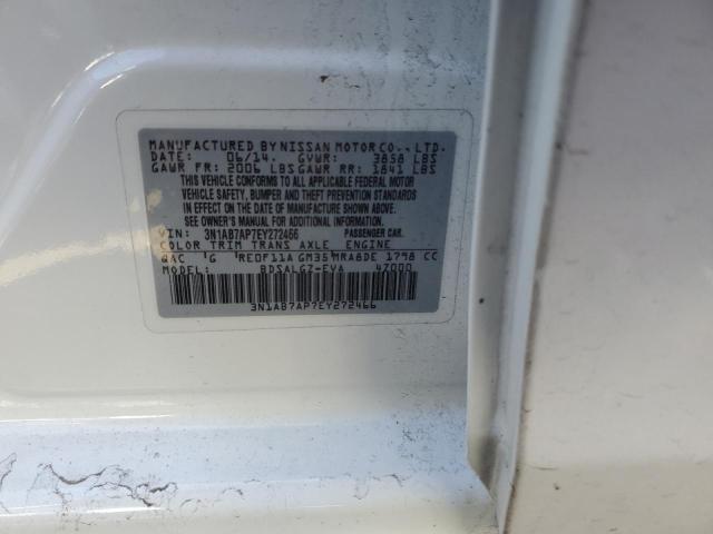 3N1AB7AP7EY272466 - 2014 NISSAN SENTRA S WHITE photo 12