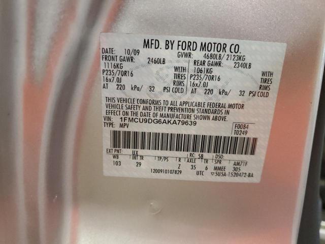 1FMCU9DG6AKA79639 - 2010 FORD ESCAPE XLT SILVER photo 13
