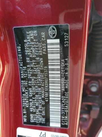 4T1BF1FK0HU715379 - 2017 TOYOTA CAMRY LE BURGUNDY photo 13