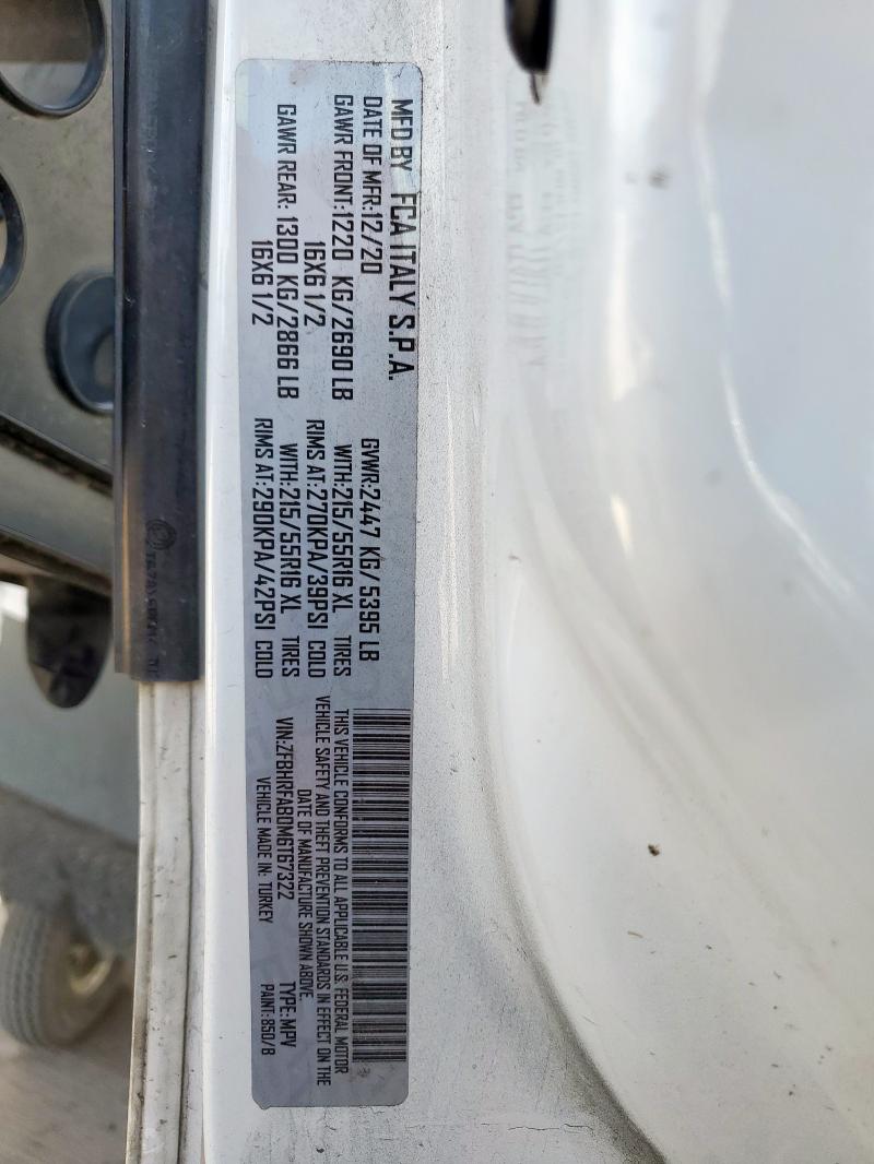 ZFBHRFAB0M6T67322 - 2021 RAM PROMASTER Білий фото 13