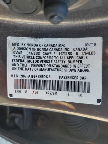 2HGFA1F9XBH504221 - 2011 HONDA CIVIC EXL BROWN photo 12