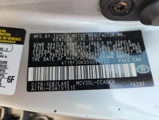 4T1BF30KX5U084723 - 2005 TOYOTA CAMRY LE SILVER photo 12