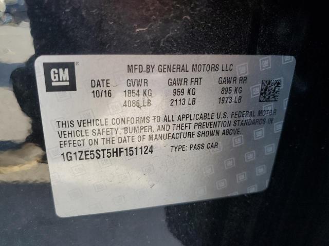 1G1ZE5ST5HF151124 - 2017 CHEVROLET MALIBU LT BLACK photo 12